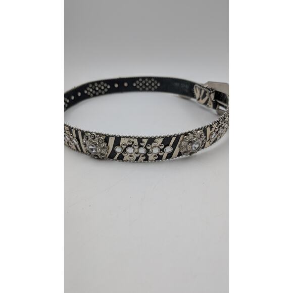 Montana West Women's Western Rhinestone Cowgirl Belt Zebra Print Size 36 Genuine - Picture 9 of 14